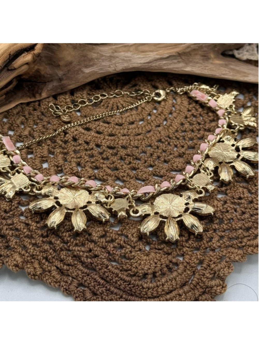 Liz Claiborne Rhinestone Renaissance Baroque Style Necklace 14”,3” - Picture 7 of 8